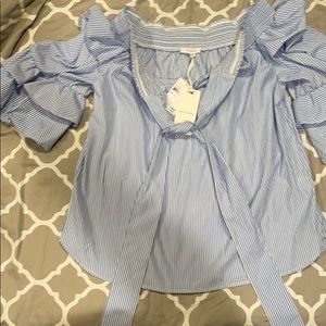 Pleione off-shoulder top with puff sleeves